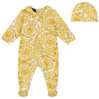 Ivory & Gold Barocco Babygrow Set, 1, hi-res