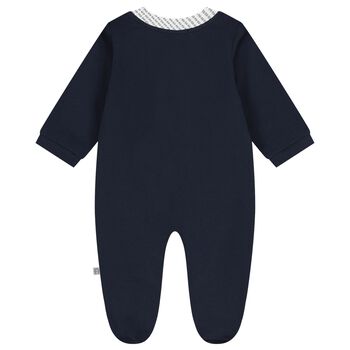 Baby Boys Navy Blue Logo Babygrow