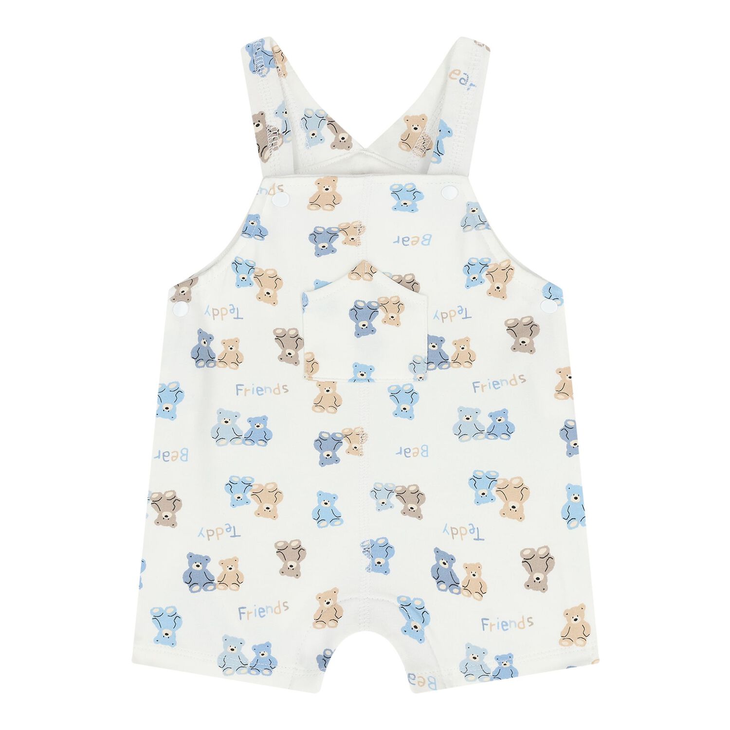 Baby Boys Blue & White Dungaree Set, 2, hi-res