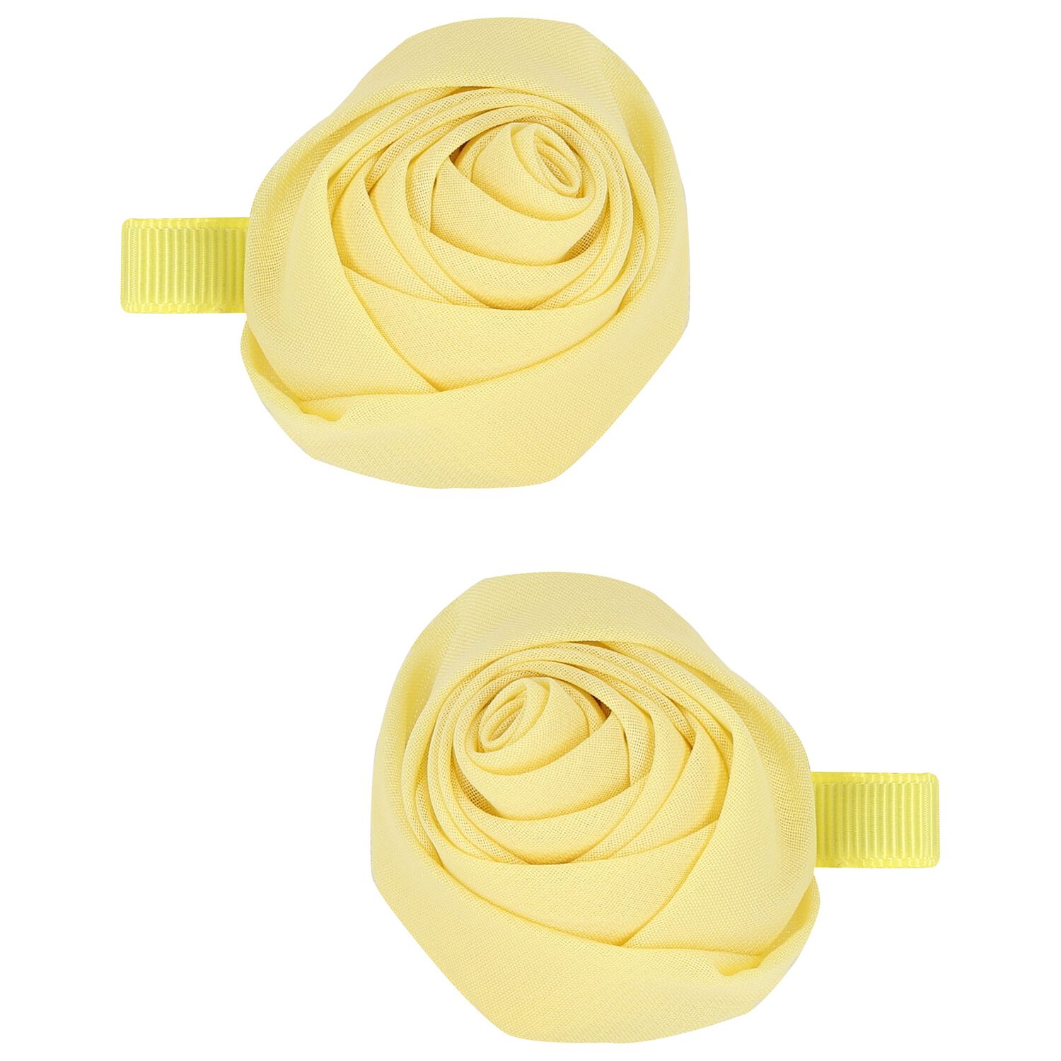 Girls Yellow Rosebud Hairclips ( 2-Pack ), 2, hi-res