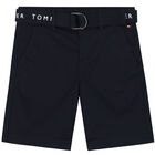 Boys Navy Blue Chino Shorts, 2, hi-res