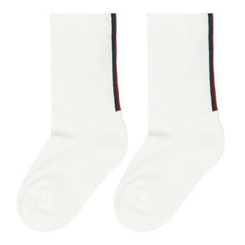 Ivory Web Striped Socks
