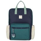Navy Blue, Green & Ivory Logo Backpack ( 36CM ), 1, hi-res