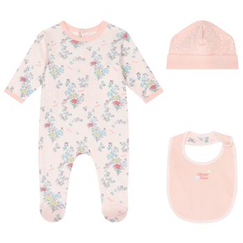 Baby Girls Pink Floral Babygrow Gift Set