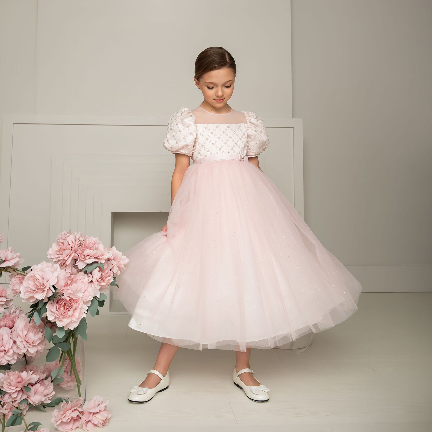 Girls Sofy Pink Sequin Tulle Dress, 1, hi-res
