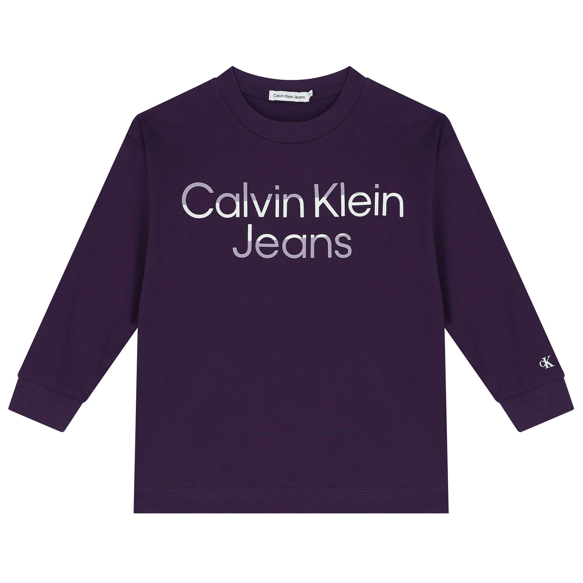 Calvin Klein Boys Purple Logo Long Sleeve Top Junior Couture UK