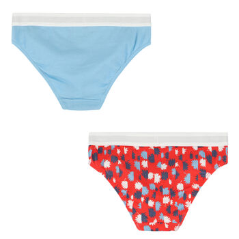 Girls Blue & Red Logo Knickers (2-Pack)