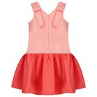 Girls Coral Satin Dress, 1, hi-res