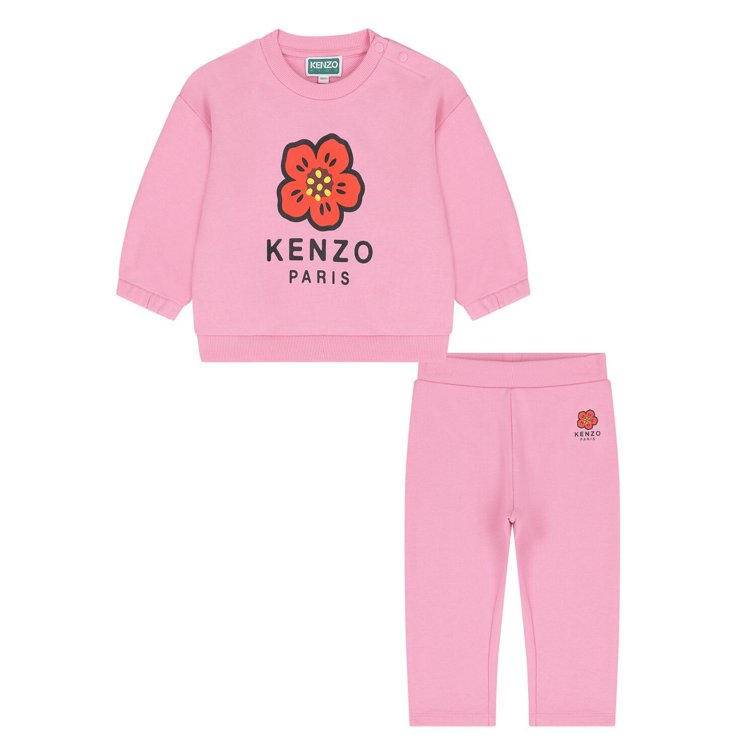 Younger Girls Pink Boke Flower Tracksuit, 1, hi-res