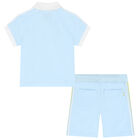 Boys Blue Logo Polo Short Set, 1, hi-res