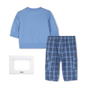 Baby Boys Blue Logo Trouser Set
