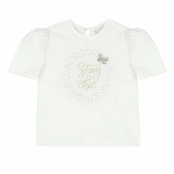 Girls Ivory, Pearl & Diamante Embellished Top