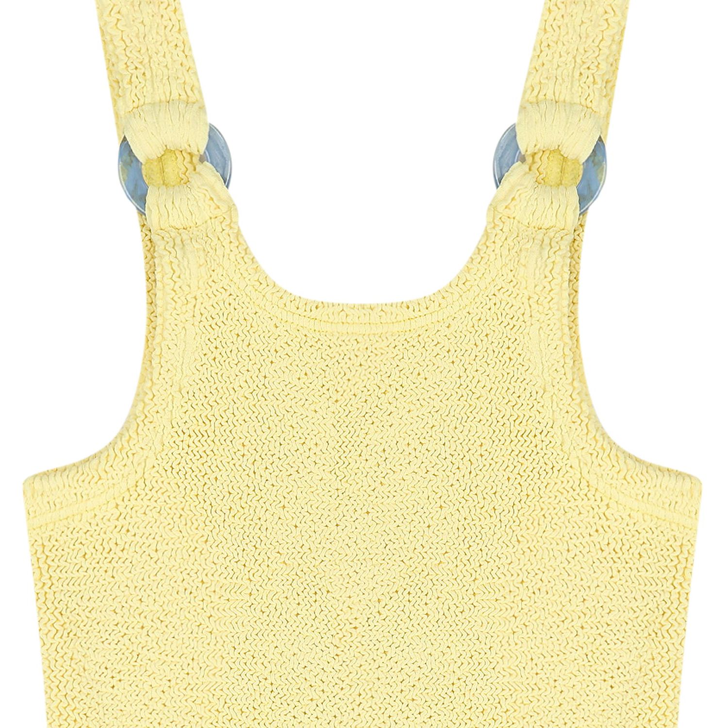 Girls Yellow Crinkle Swimsuit, 1, hi-res