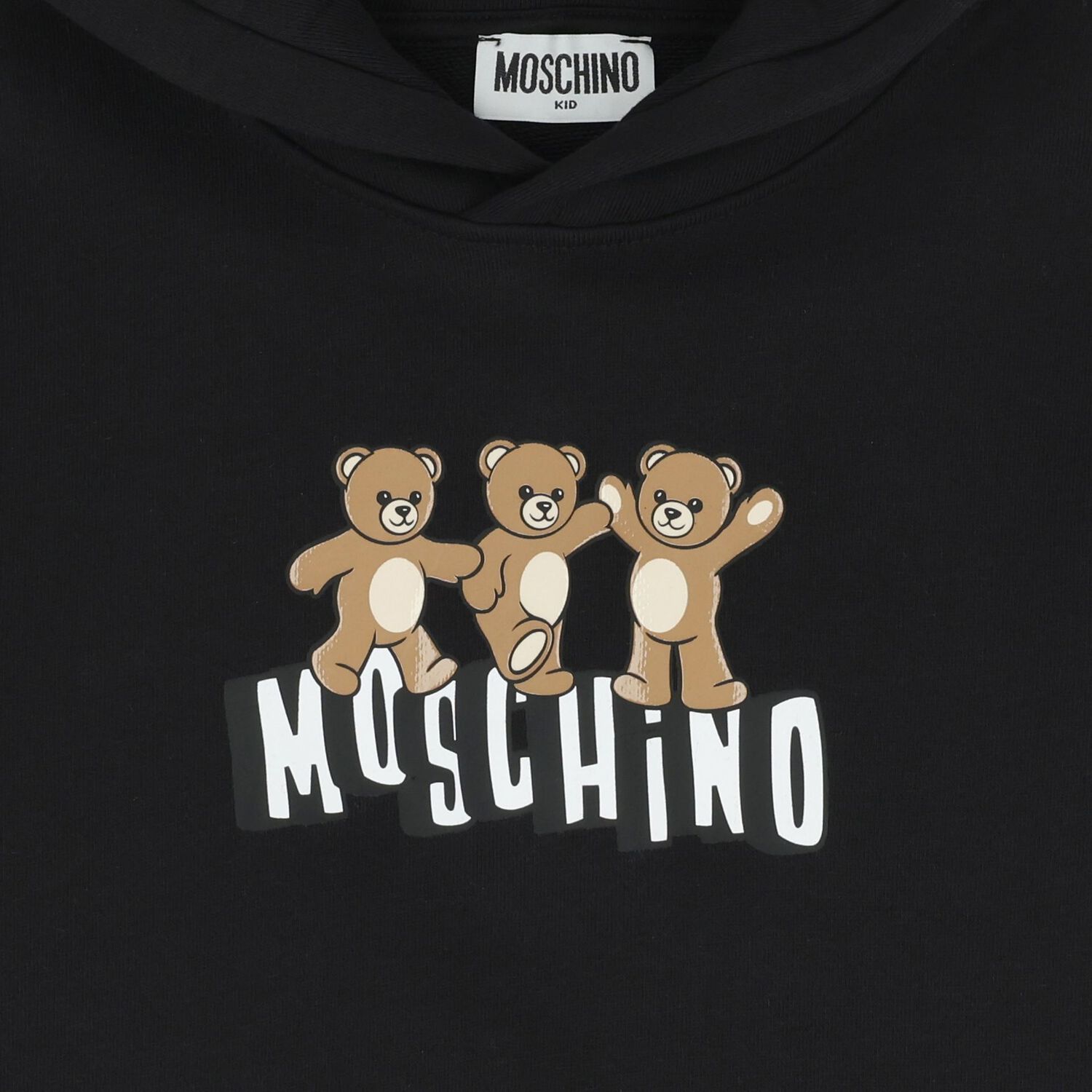 Black Teddy Bear Logo Hooded Top, 2, hi-res