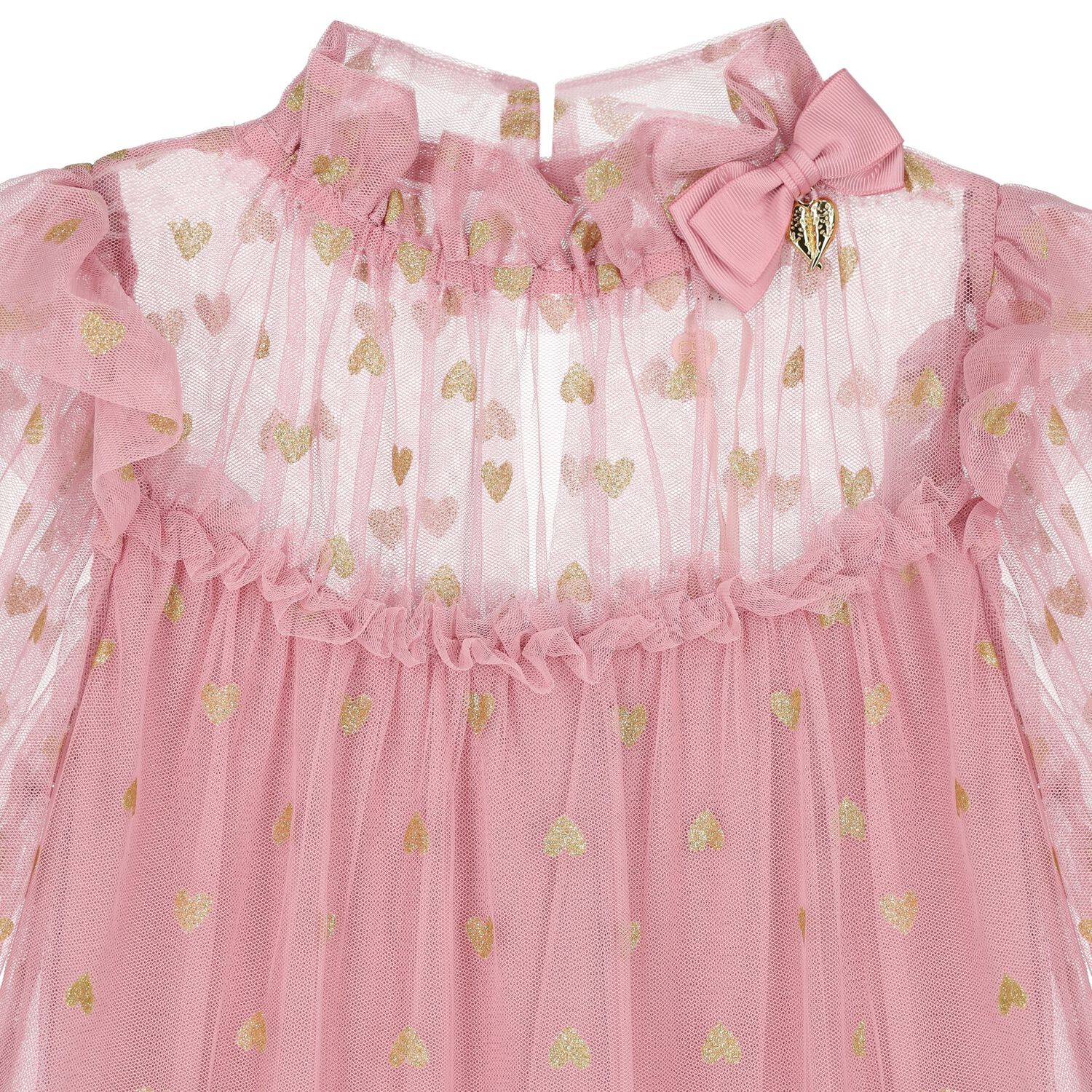 Girls Pink Star Tulle Dress, 2, hi-res