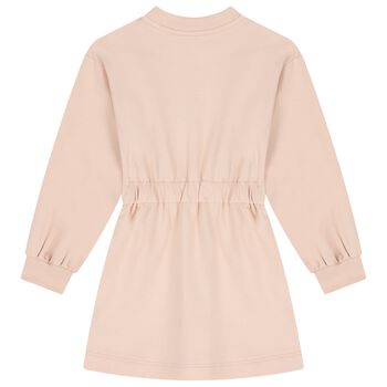 Girls Pink Logo Long Sleeve Dress