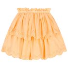 Girls Orange Broderie Anglaise Skirt, 1, hi-res