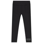 Girls Black Logo Softskin Leggings, 2, hi-res