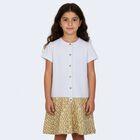 Girls White & Gold Logo Dress, 1, hi-res