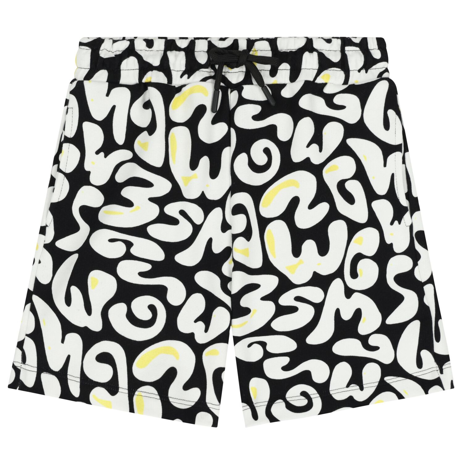 Boys Black & White Logo Shorts, 1, hi-res