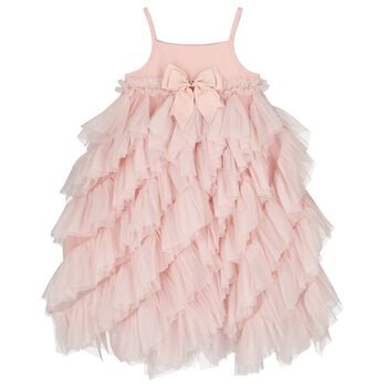 Girls Pink Tulle Ruffles Dress