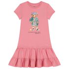 Girls Pink Polo Bear Dress, 1, hi-res