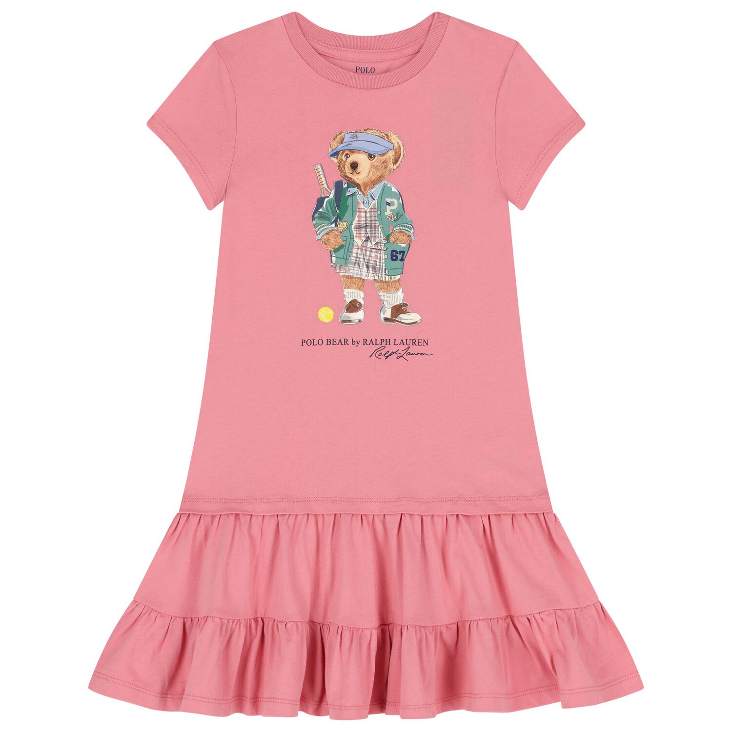 Girls Pink Polo Bear Dress, 1, hi-res image number null