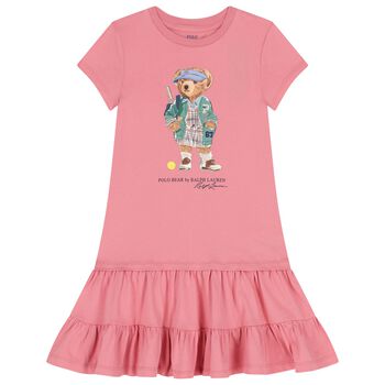 Girls Pink Polo Bear Dress