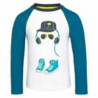 Boys White & Neon Board Rash Vest UPF 50+, 1, hi-res