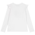 Girls White Heart Long Sleeve Top, 1, hi-res