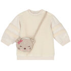 Younger Girls Ivory Sherpa Dress & Bag Set, 1, hi-res