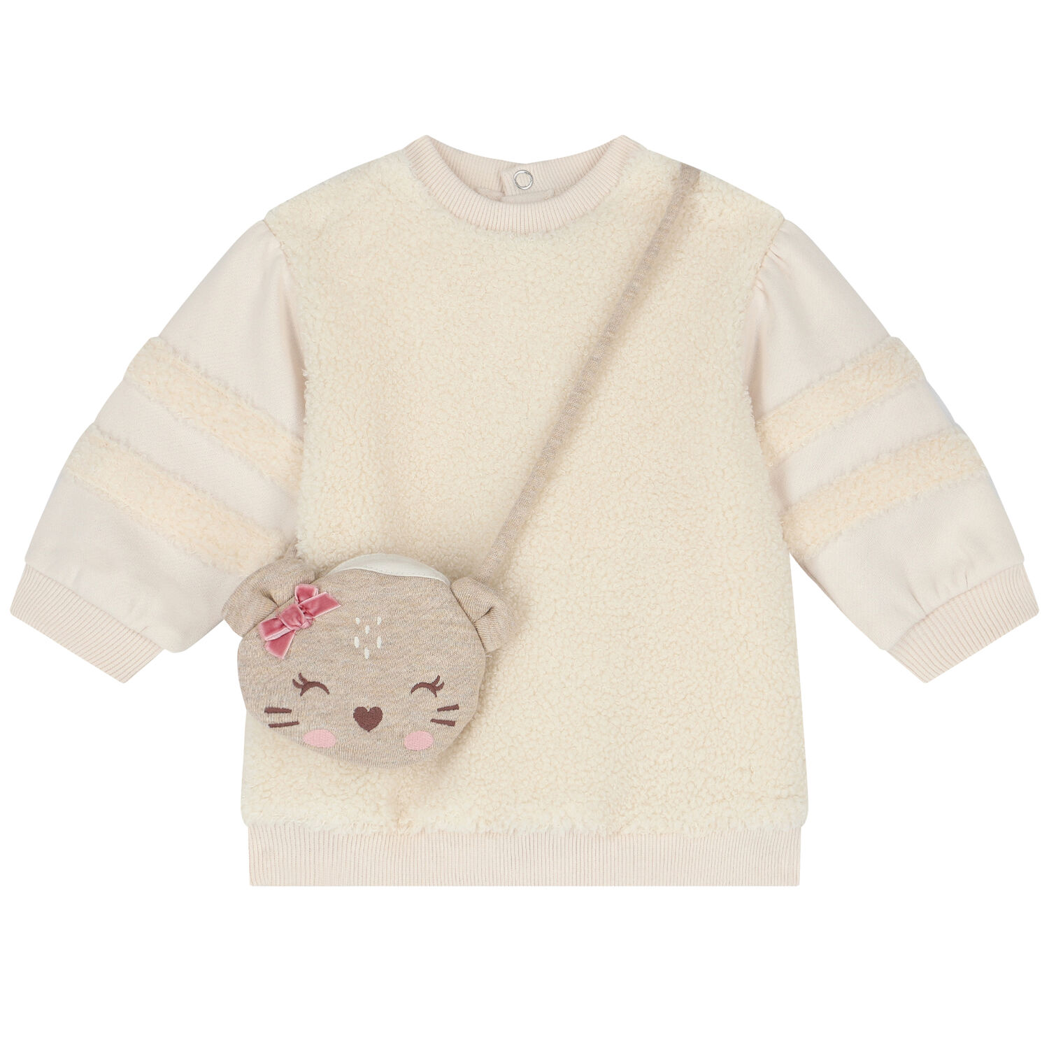 Younger Girls Ivory Sherpa Dress & Bag Set, 1, hi-res image number null