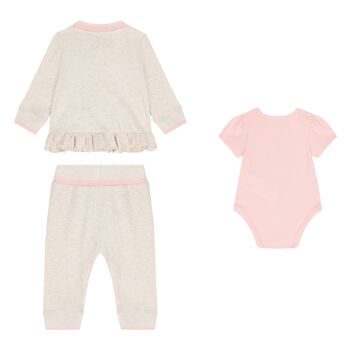 Baby Girls Beige Logo Tracksuit ( 3 Piece )