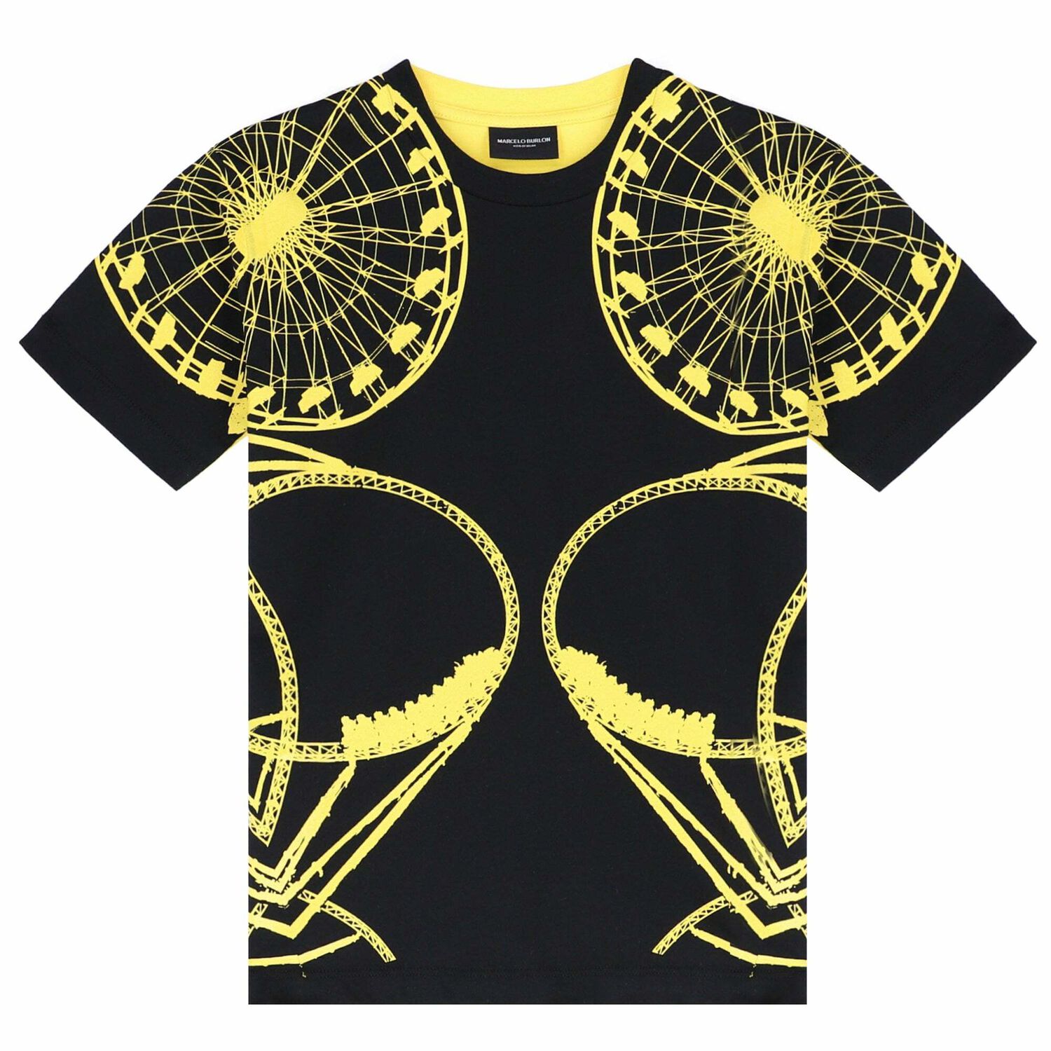 Boys Black & Yellow Printed T-Shirt, 1, hi-res