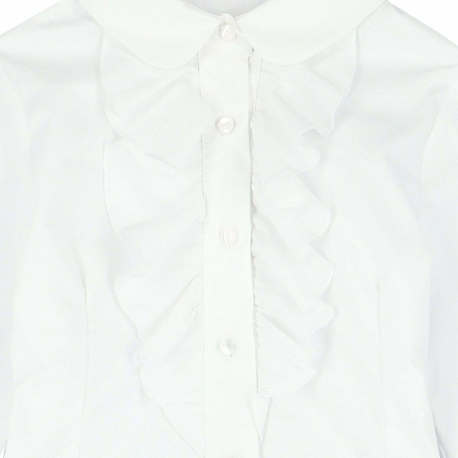 Girls White Cotton Blouse, 1, hi-res