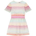 Girls Pink Zigzag Knit Dress, 1, hi-res