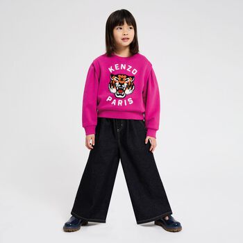 Girls Pink Lucky Tiger Logo Sweatshirt