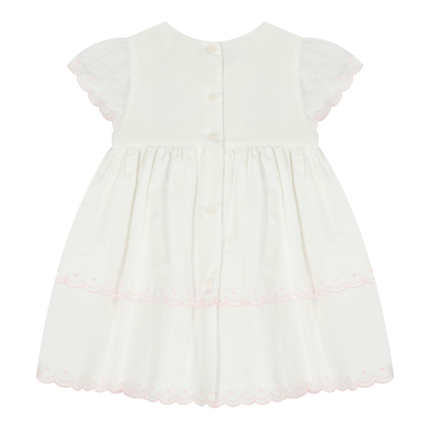 Baby Girls White Embroidered Dress, 1, hi-res