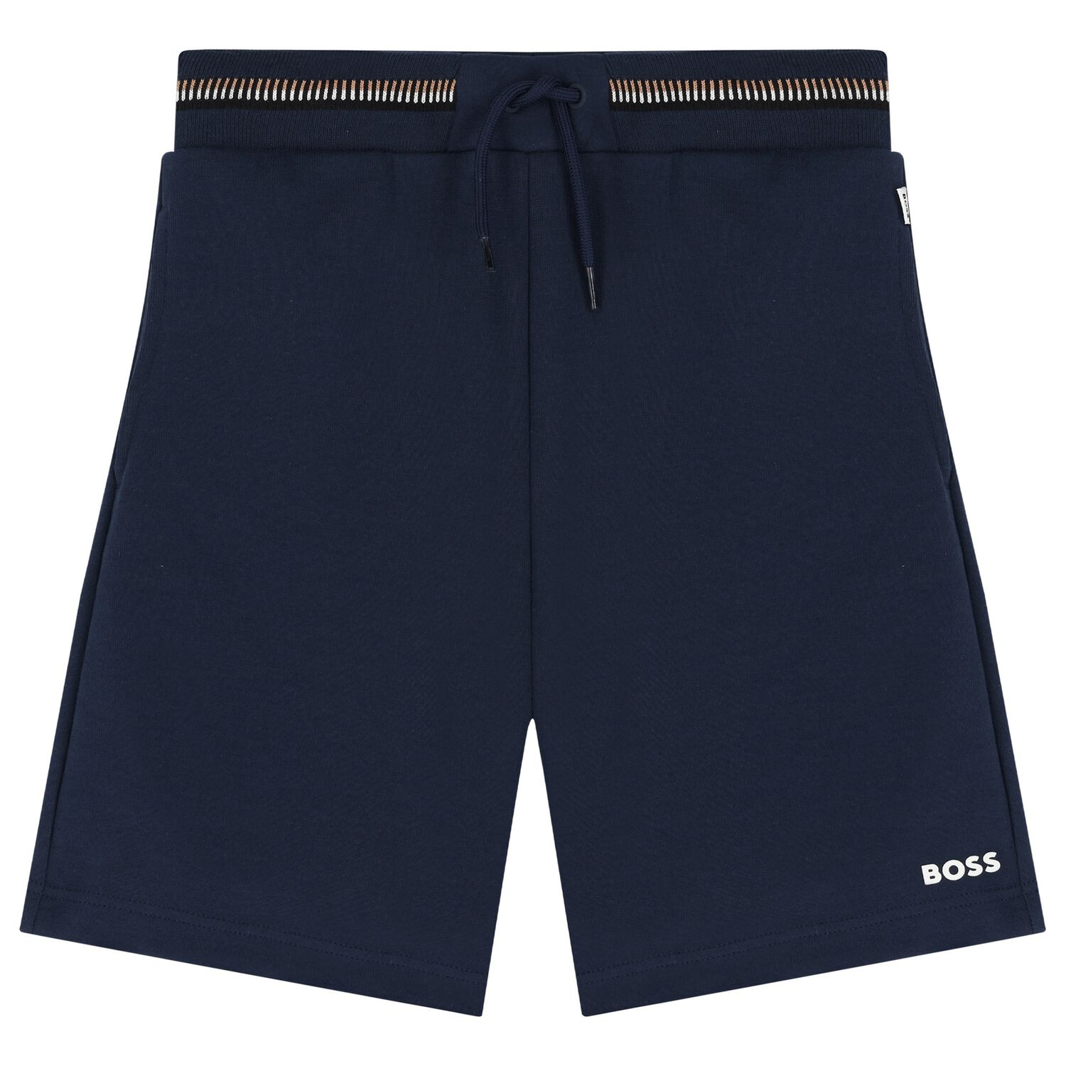 Boys Navy Blue Logo Shorts, 1, hi-res