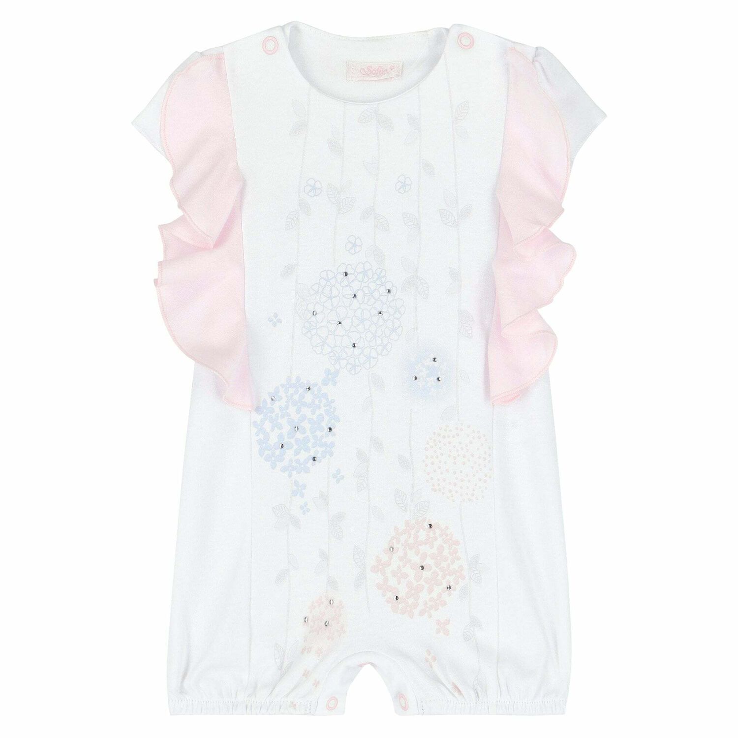 Baby Girls White Printed Romper, 1, hi-res image number null