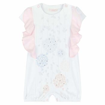 Baby Girls White Printed Romper