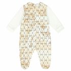 White & Beige Geo Map Babygrow, 3, hi-res