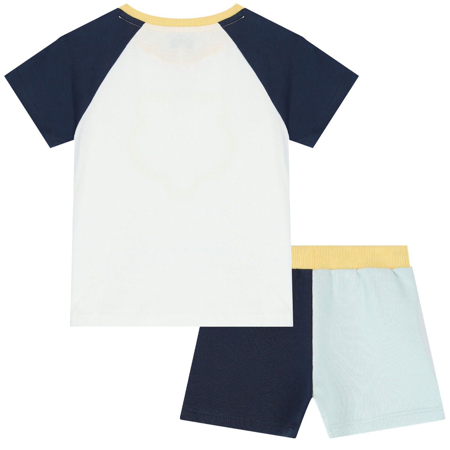 Younger Boys White & Blue Tiger Logo Shorts Set, 1, hi-res
