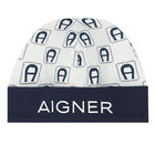 Baby Boys Navy Blue & White Logo Babygrow Set, 1, hi-res