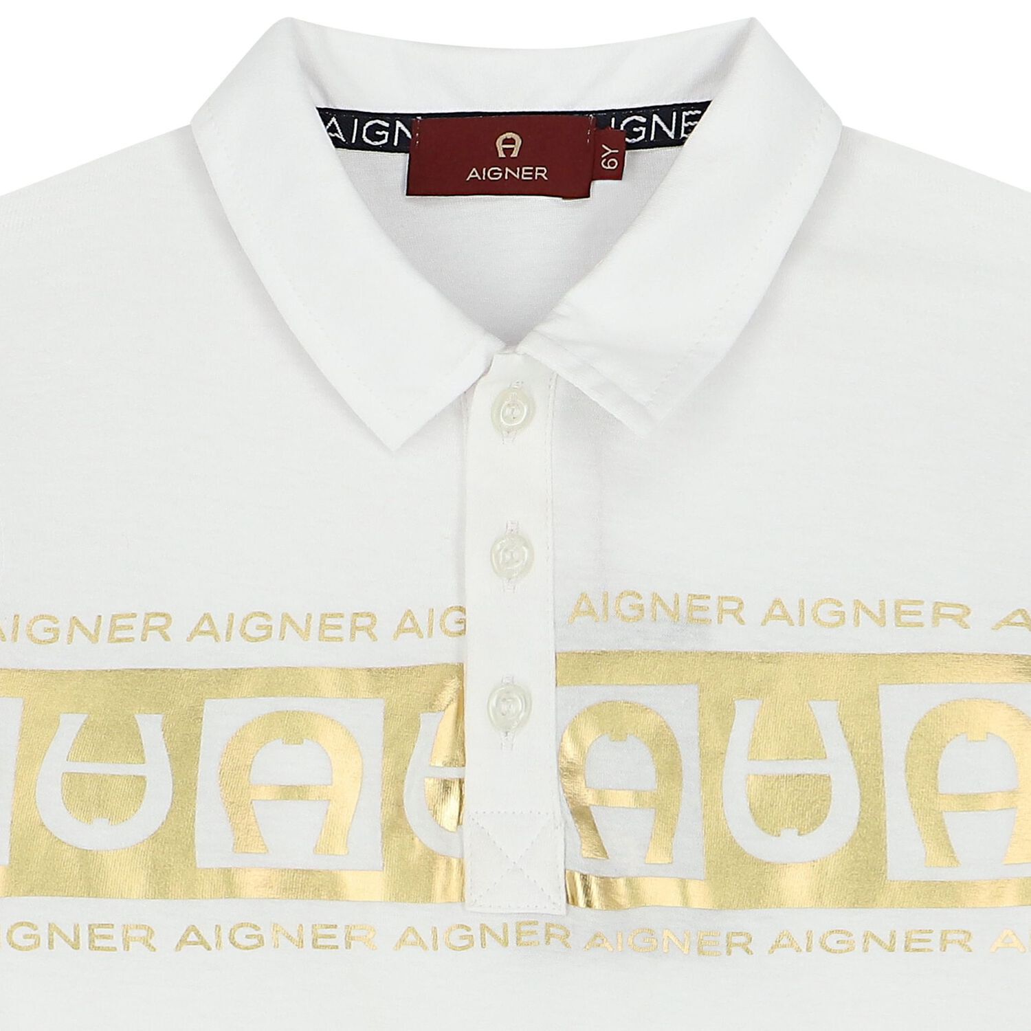 Boys White & Gold Polo Shirt, 1, hi-res