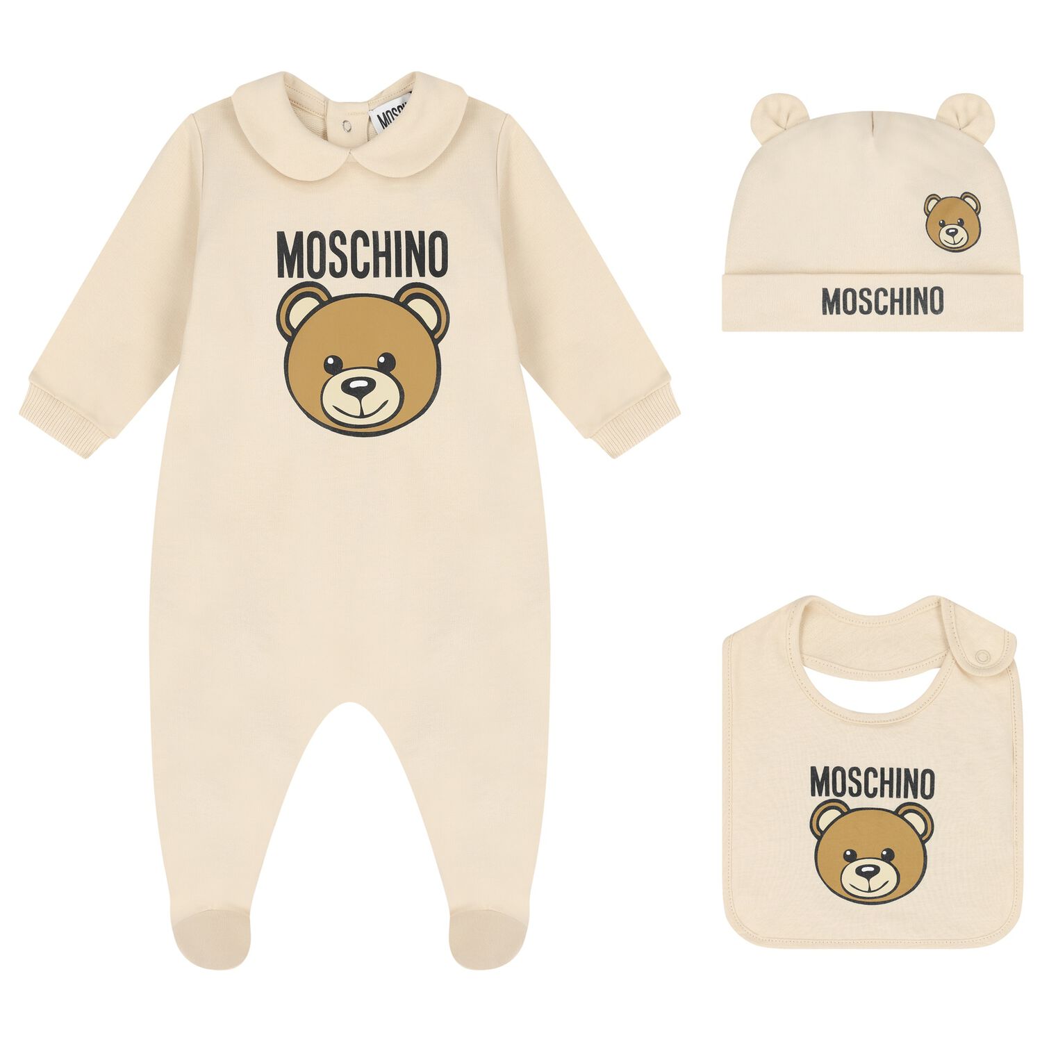 Beige Teddy Bear Logo Babygrow Gift Set, 2, hi-res