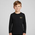 Boys Black Logo Long Sleeve Top, 2, hi-res