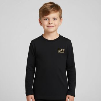 Boys Black Logo Long Sleeve Top