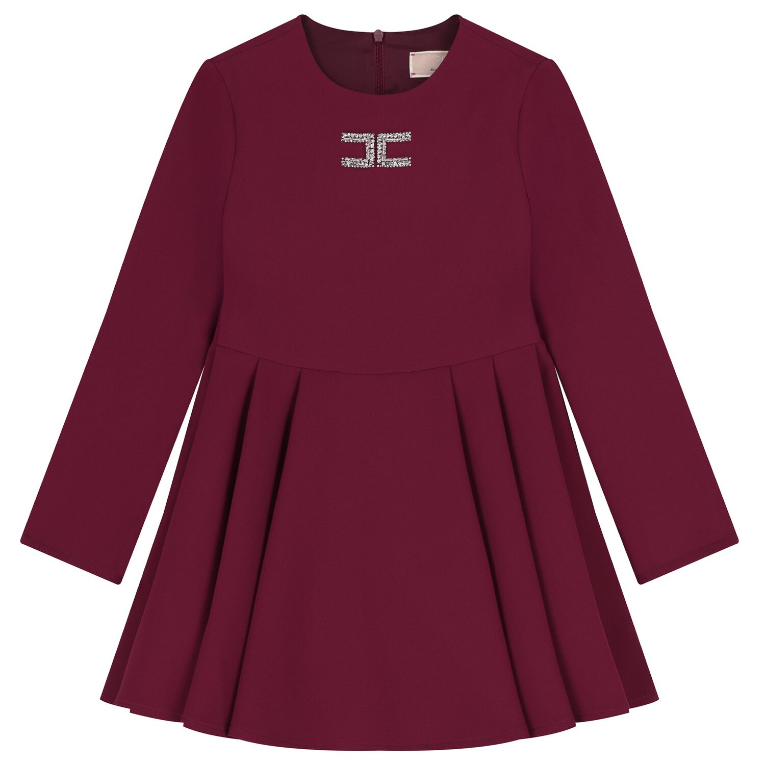 Girls Burgundy Embellished Logo Dress, 2, hi-res