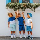 Boys White & Navy Blue Logo Trainers, 2, hi-res